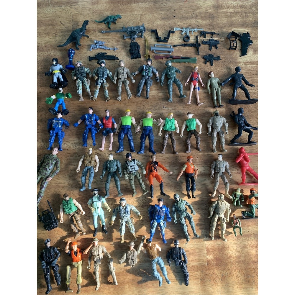 Vintage 45 Military Figures Lanard THE CORPS Chap Mei Lot Army Action Weapon Mix